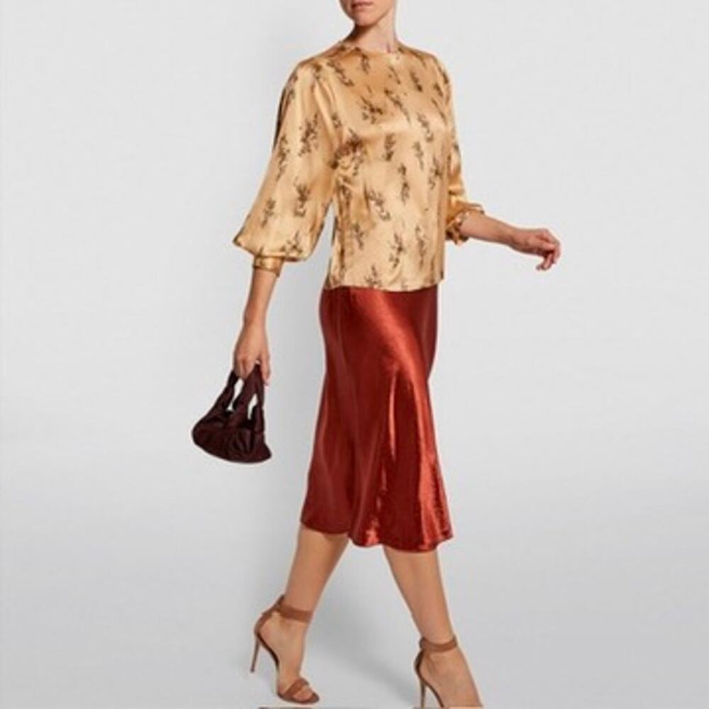 NWT VINCE WISTERIA MOCK NECK BLOUSE SIZE XS